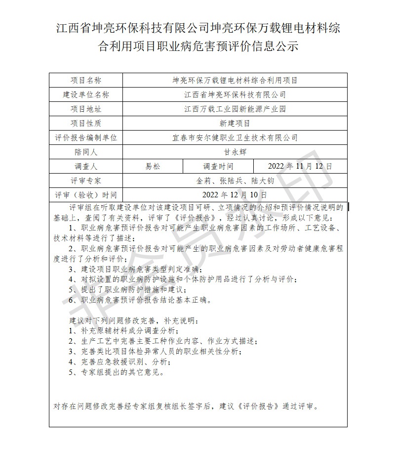 江西省坤亮環(huán)?？萍加邢薰纠ち镰h(huán)保萬載鋰電材料綜合利用項(xiàng)目職業(yè)病危害預(yù)評(píng)價(jià)信息公示.jpg