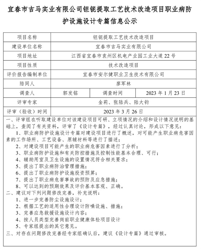 宜春市吉馬實(shí)業(yè)有限公司鉭鈮提取工藝技術(shù)改造項(xiàng)目職業(yè)病防護(hù)設(shè)施設(shè)計專篇信息公示.jpg